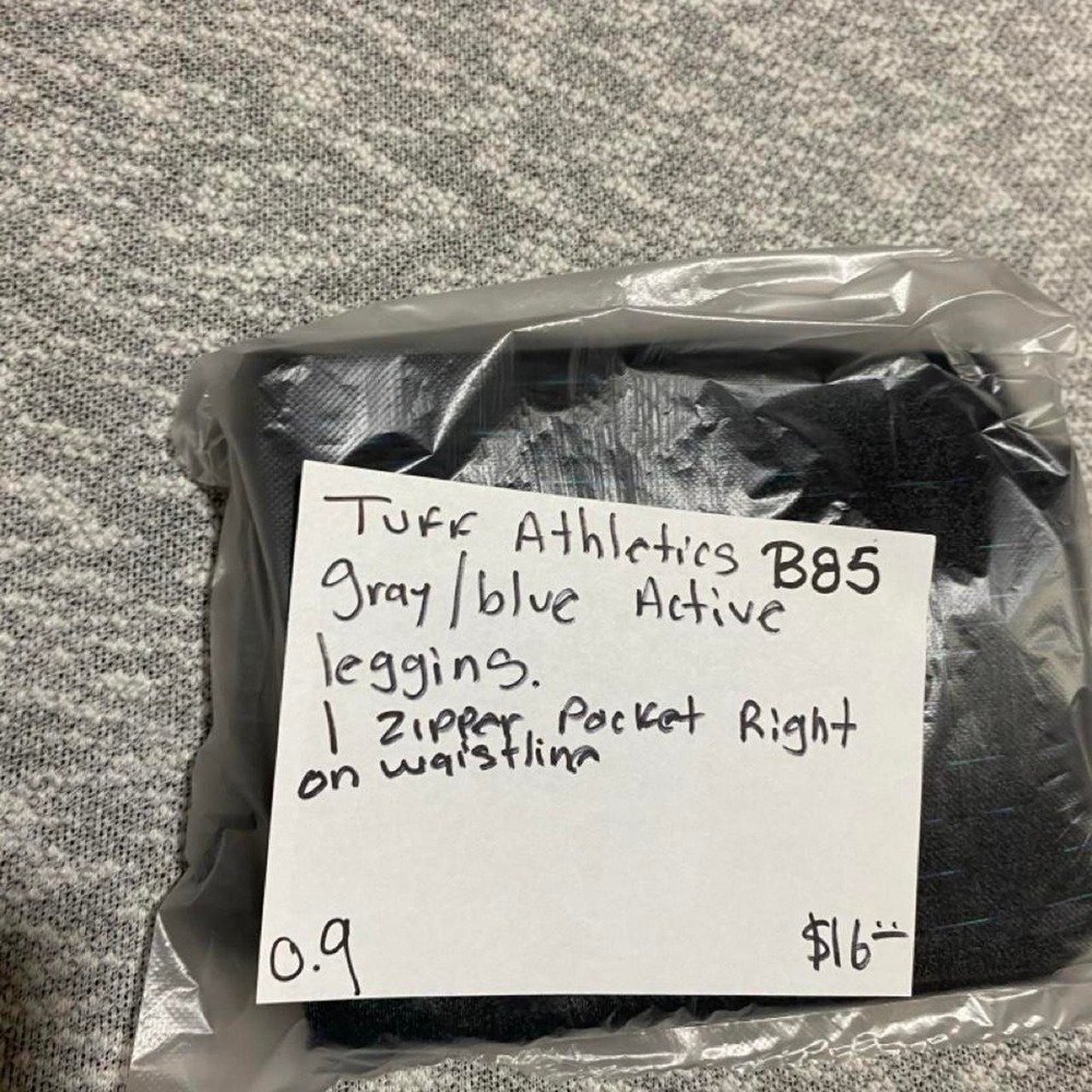 Tuff Athletics Gray/blue leggings with 1 zipper pocket women S. SKU-B85 - Picture 8 of 8